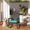 thumbnail image 2 of Outsunny Outdoor Rocking Chair with Cushion, High Back for Garden Turquoise, 2 of 10