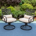 thumbnail image 6 of SUMMIT LIVING 7-Piece Outdoor Patio Dining Set with Metal Dining Rectangle Table & 6 Pieces Swivel Chairs with Removable Cushions & Pillows, Black & Beige, 6 of 13
