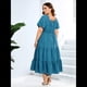 thumbnail image 5 of Vestido Bohemio de Talla Grande para Mujer, Verano 2025, Midi, , Corta, Escote Corazón, Cintura Elástica Azul XXL, 5 of 9