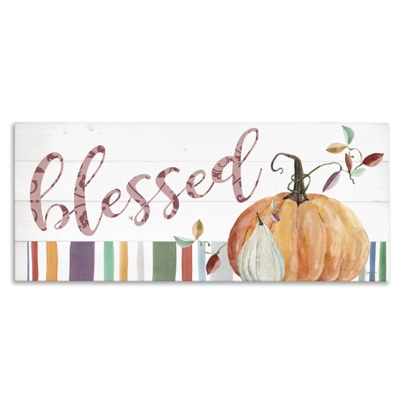 Stupell Industries Traditional Blessed Striped Festive Pumpkin Canvas Art, 24 x 10, by Livi Finn