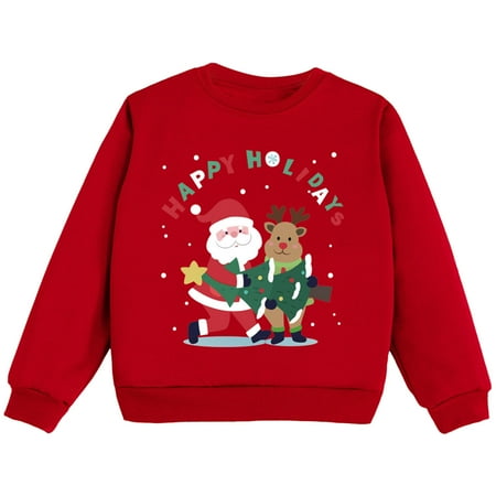 

Christmas Toddler Girls Boys Sweatshirt Girls Kids Casual Loose Active Full Sleeves Sweatshirts Letter Print Teen Crop Tops Christmas Bow Sweatshirt Mommy and Me Fall Outfits Mommy and Me Sweater Fall