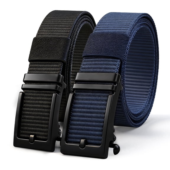 Amaopus 2 Pack Belts for men, Nylon Web Work Belt with Automatic Buckle, Adjustable for Jeans, Pants, Golf, and Everyday Use
