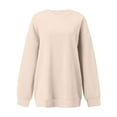 thumbnail image 2 of VANLOFE Women's Solid Color Long Sleeve Sweatshirt Crewneck Sweatshirt for Women Women's Washed Trendy Khaki Sweatshirt L, 2 of 4