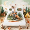 thumbnail image 3 of Erosebridal Fox Queen Sheets for Boys Girls, Pine Forest Queen Sheet Sets, 4 Pieces 1 Flat Sheet 1 Fitted Sheet and 2 Pillowcases, 3 of 6