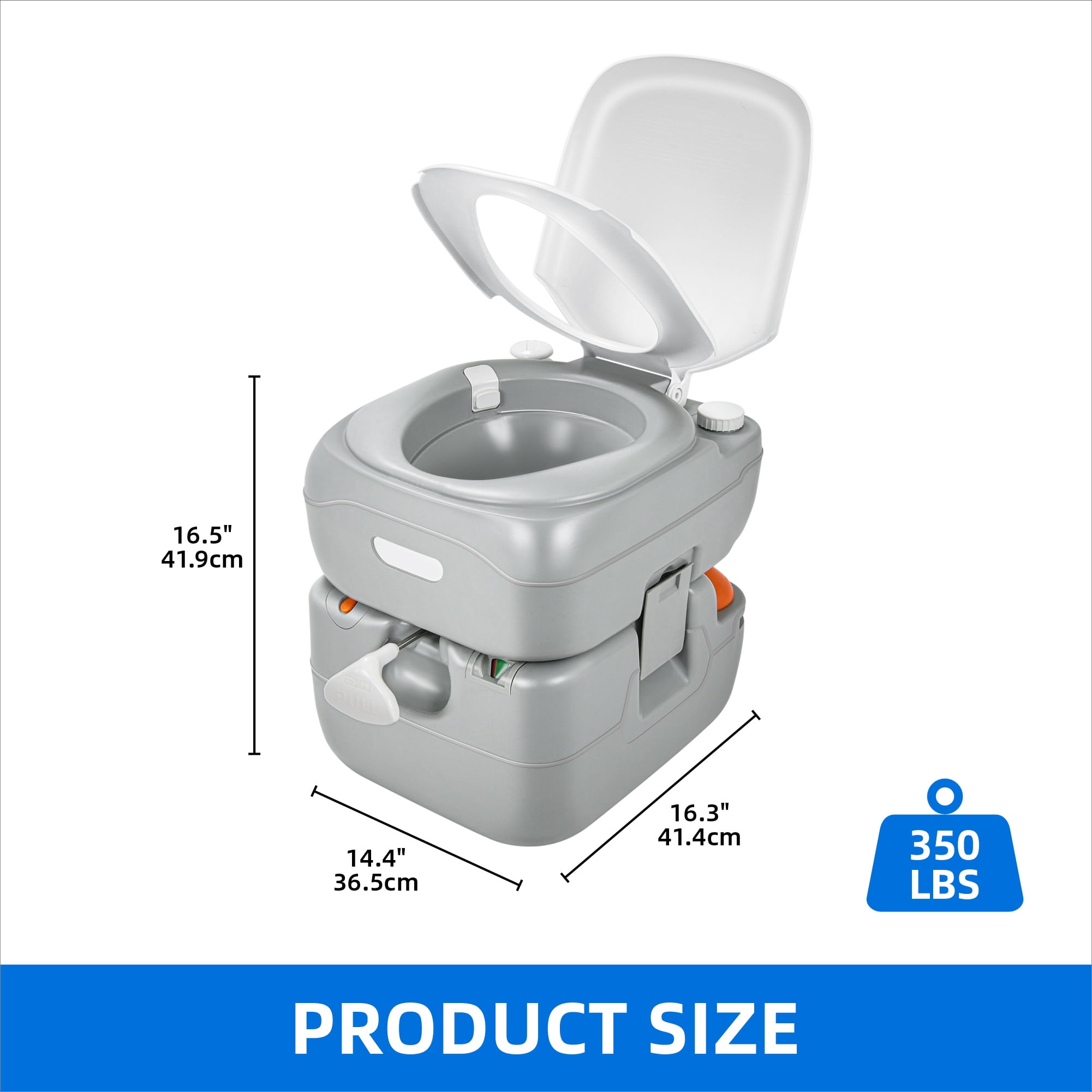 DEXTRUS Portable RV Toilet with Hand Sprayer ,5.8 Gallon Portable Toilet for Camping with Level Indicator