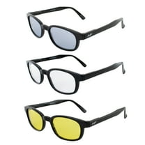 3 Pairs MotoFrames Lockdown Motorcycle Riding Glasses w/ Black Frames Blue Clear Yellow Lenses