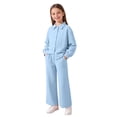 thumbnail image 2 of ATOGUTA Teen Girls Clothing Set Kids Sweatsuit Button Up Long Sleeve Jacket Sweatpants Fashion Clothing Set Size 7-12, Sky Blue, 2 of 6