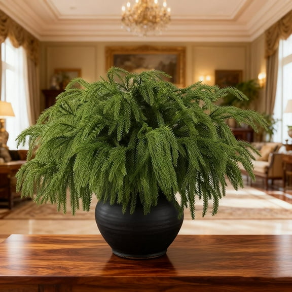 JEWLALO Christmas Norfolk Pine Branches, 12PCS Artificial Greenery Holiday Decor Festive Garland, Christmas Decorations Fake Pine for Farmhouse Home Decor, Table Centerpiece Vase Filler Branches