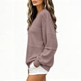 thumbnail image 4 of Vinsonshop V Neck Pointelle Sweaters for Women Casual Long Sleeve Lightweight Knit Pullover Slouchy Tops Light Violet XL, 4 of 6