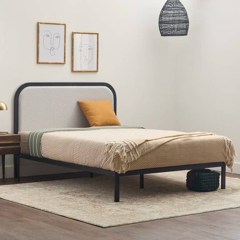 Upholstered on sale metal headboard