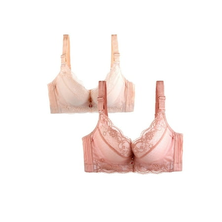 HCURIBAD Clearance! Bras for Women  Pack of 2 Sports Bra Women s Breathable Plus Sports Size Lace Bra Womens Bras Sexy Wireless Bras for Women  Push up Bra  Bra Pack 2Pcs Underwear Mint Green L