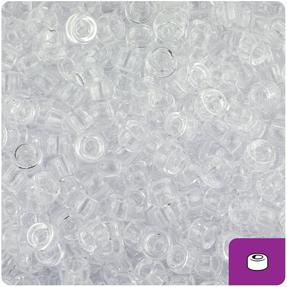 BeadTin Crystal Transparent 6.5mm Mini Barrel Pony Beads (1000pcs)