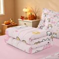 thumbnail image 5 of Homewish Kawaii Ghost Zipper Queen Comforter Set with Fitted Sheet and 2 Pillowcases for Girls, Bowknot Flower Zipper Bedding Set, Light Pink White, Pink Reversible, 5 of 7
