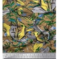 thumbnail image 1 of Soimoi Brown polyester Crepe Fabric Leaves & Floral Decor Fabric Printed BTY 42 Inch Wide, 1 of 3