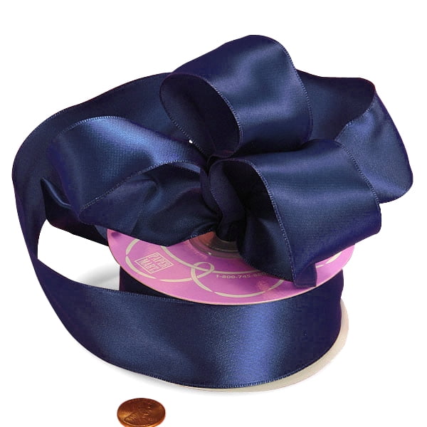 Navy Wired Satin Ribbon 7/8" X 25 Yards by Paper Mart