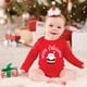 thumbnail image 1 of Mono de bebé con estampado de Papá Noel y Feliz Navidad, mono de algodón rojo para recién nacido, traje navideño para bebé, mono de manga larga para vacaciones para niño pequeño, 1 of 5