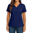 thumbnail image 3 of Scrub Tops for Women Breathable Stretch Fabric V-Neck Scrub Shirts, 4 Pocket Comfortable Scrub Tops Navy L, 3 of 4