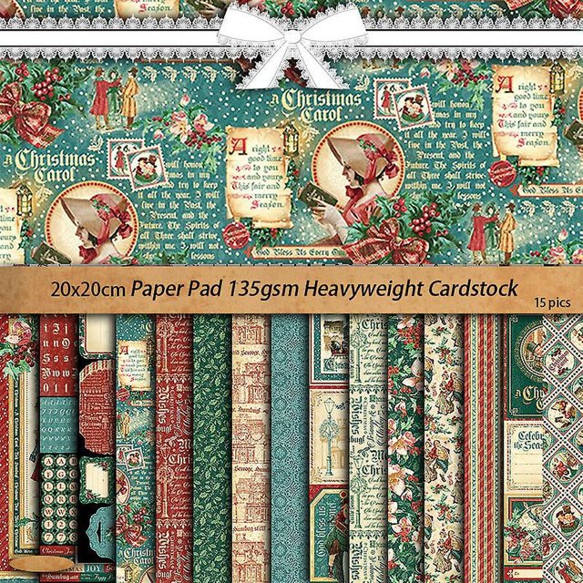 24pcs Papier 15 Vintage Christmas Carol Feuille De Papier, Figura Decoración Fond Papier Collage Sous - Jacent Papier D'arrire