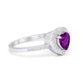 thumbnail image 2 of Halo Dazzling Heart Promise Ring Round Amethyst CZ 925 Sterling Silver Size 4, 2 of 6