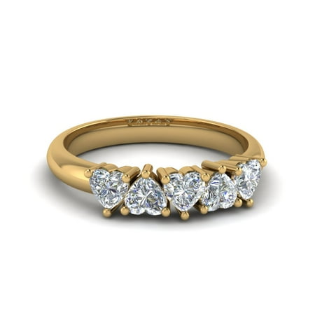 Wedding Rings For Her 1 Carat Five Stone Heart Shaped Diamond In 18K Yellow Gold
