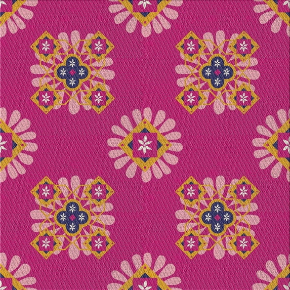 Ahgly Company Indoor Square Patterned Dark Pink Novelty Area Rugs, 6' Square