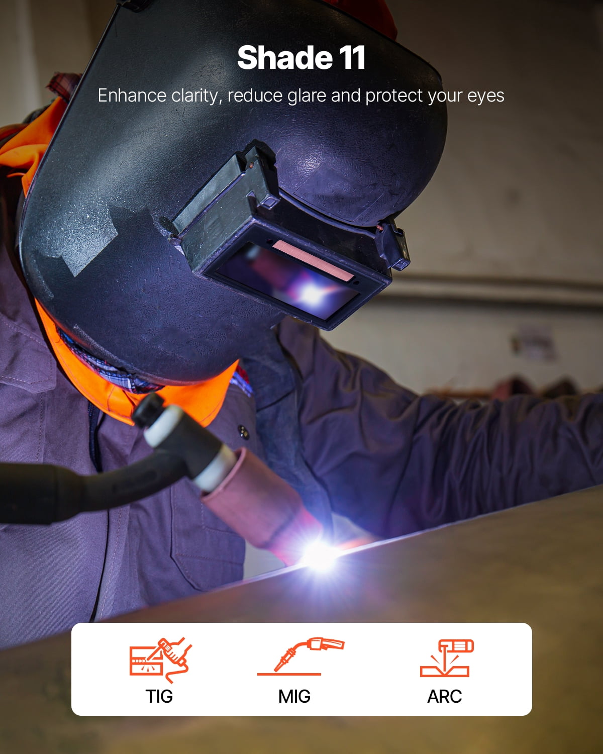 VEVOR Auto Darkening Welding Lens 4.25" x 2", Shade 11 True Color Welding Lens with Dual Arc Sensors & Gold Coating, Compatible with Most Welding Helmets for TIG, MIG, MMA, ARC Applications