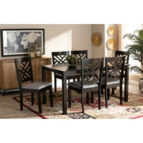 Baxton Studio Caron Modern and Contemporary Grey Fabric Upholstered Espresso Brown Finished Wood 7-Piece Dining Set