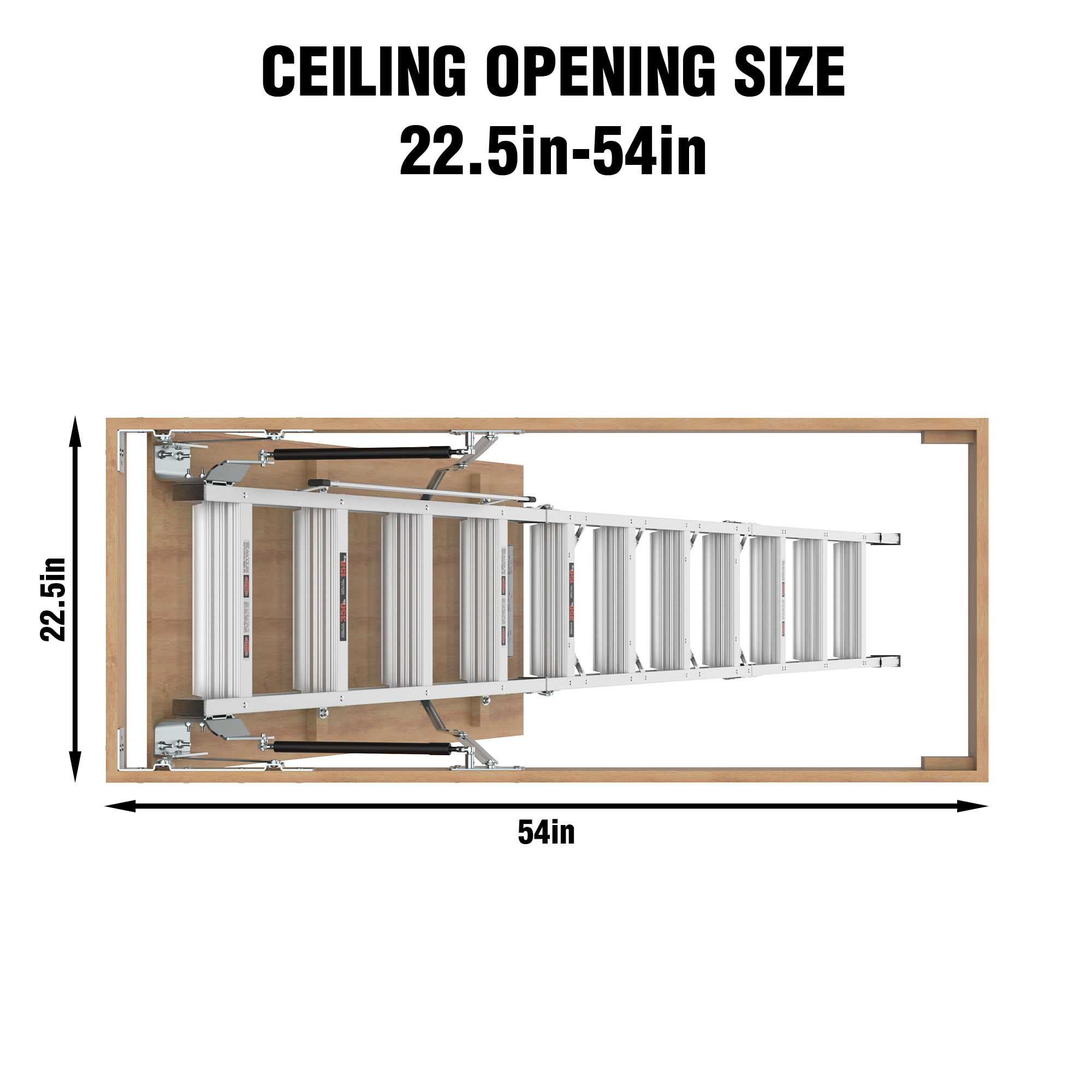 Leumius Pull-Down Aluminum Attic Ladder with Custom Fit Insulation Cover, 22.5 x 54 Inch Attic Stair Opening, Aluminum Foil Insulated, Zippered Combo Set