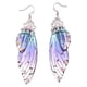 thumbnail image 3 of Pendientes de mariposa con gancho para la oreja S925, elegantes pendientes largos de hada, pendientes frescos de color degradado con alas de cigarra, 3 of 6