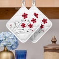thumbnail image 2 of Red Spring Floral Pot Holders for Kitchen Heatproof Potholder, 3 Pack Elegant Summer Botanical Pastoral Hot Pads Multipurpose Oven Pads Cloth Potholders Trivet for Cooking Baking, 2 of 8