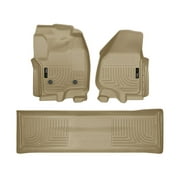 Husky Liners Weatherbeater Floor Mats | Fits 2011 - 2012 Ford F-250, F-350 SuperCab without Driver Side Foot Rest or Manual Shifter (Footwell Coverage) | Front & 2nd Row, 3-pc Tan - 99713