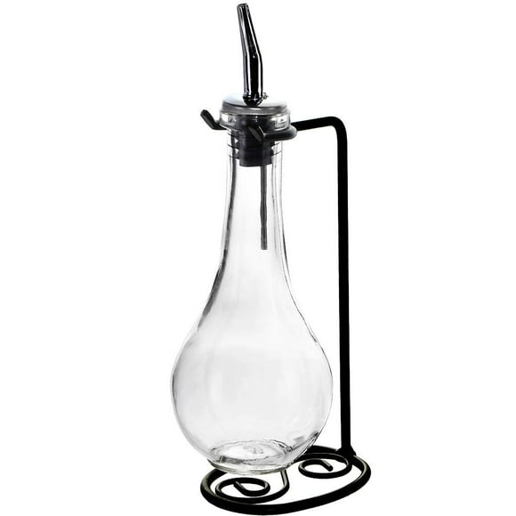 Couronne Company Drop Single Oil & Vinegar Glass Cruet Set w/Stand, 8 oz, Clear, 1 Piece