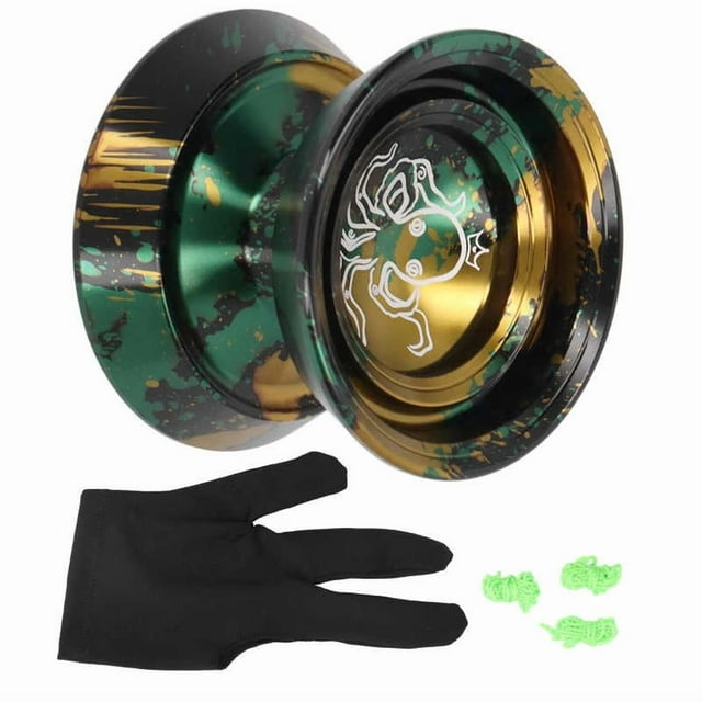 YoYo Balle Non Réactive en Alliage d'Aluminium, Décoloration Avancée, Exquise pour la Compétition, avec Gant et 3 Pcs de Cordons
