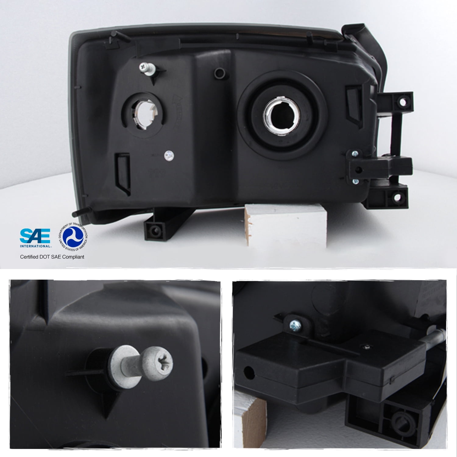 AKKON - For Dodge Dakota OE Replacement Black Bezel Headlights Driver/Passenger Head Lamps Pair New