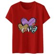 thumbnail image 4 of Fvwitlyh Chemises Cœur Femmes Mode Féminine pour Hauts Décontractés Manches Courtes Col Rond T-Shirt Imprimé Ample Rouge, TG, 4 of 5