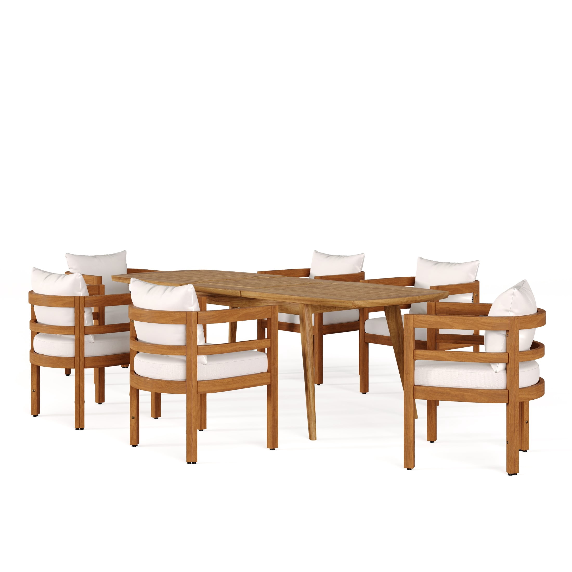 Christopher Knight Home 7-Piece Outdoor Wood Dining Set, Expandable Table with Beige Cushioned Chairs, Teak