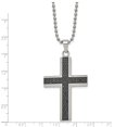 thumbnail image 3 of Stainless Steel Ball Beaded Necklace with Pendants Chain Chisel Polished Black Rhodium 1/2 carat Diamond Cross Pendant on a 24 inch 33.79 mm, 3 of 4