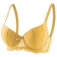 thumbnail image 3 of Fatuov Wireless Bras for Women Plus Size Push-Up Bralette Everyday Underwear for Shopping Support Bras 38B, Yellow, 3 of 4