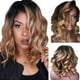thumbnail image 1 of Pelucas con flequillo para mujer, peluca ondulada suelta para mujer, peluca negra brasileña corta ondulada rizada con raya, peluca de fibra de alta temperatura, cabello la toalla, 1 of 5