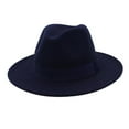 thumbnail image 1 of BELOVING Fashion Party Fedora Hat Simple Ribbon Band Belt Felted British Winter Navy, 1 of 6
