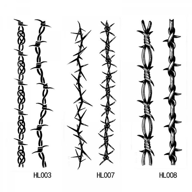 3 hojas de tatuajes temporales para mujeres, niños, hombres y adultos, pegatinas de tatuajes de alambre de púas de Halloween, disfraz de tatuajes de alambre de púas para reclusos de prisión