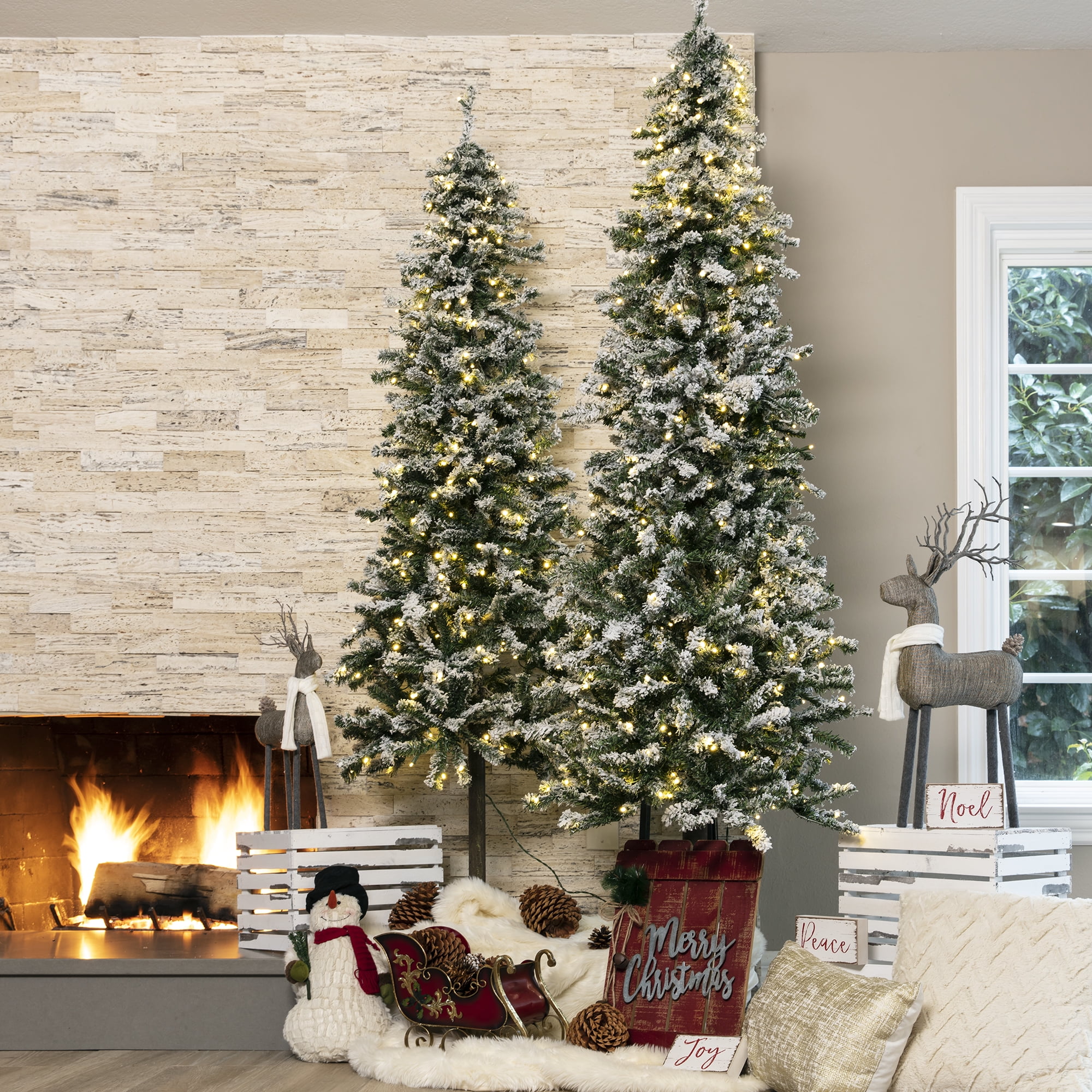 Slim flocked cheap christmas tree