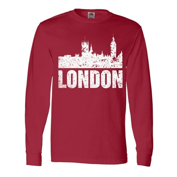 Inktastic London England City Skyline with Grunge Long Sleeve T-Shirt