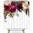 thumbnail image 2 of Colorful Flower Shower Curtain with 12 Hooks Rose Floral Decorative Bath Curtain 72 x 72 Inch Polyester Fabric Machine Washable Waterproof Bathroom Curtain (Summer Flower), 2 of 6