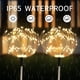 thumbnail image 3 of Juego de 4 luces solares para jardín de exterior, 480 LED, impermeables, alimentadas por energía solar, 8 modos de iluminación con control remoto para patio, fiesta de Navidad, jardín (amarillo) decor, 3 of 5