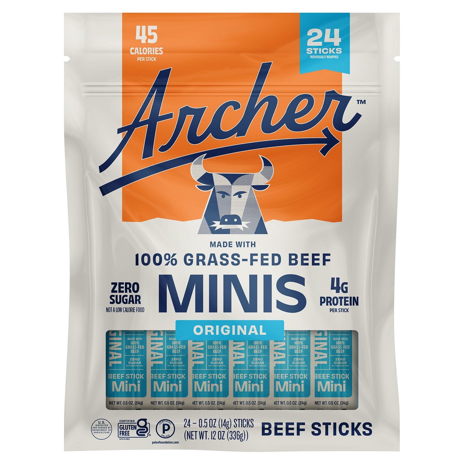 Archer Original Mini Beef Sticks, 0.5 oz, 24 pk with bowl by OMA