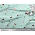 thumbnail image 3 of Soimoi Green polyester Crepe Fabric Snowflakes & Cherry Fruits Printed Craft Fabric by the Yard 42 Inch Wide, 3 of 3
