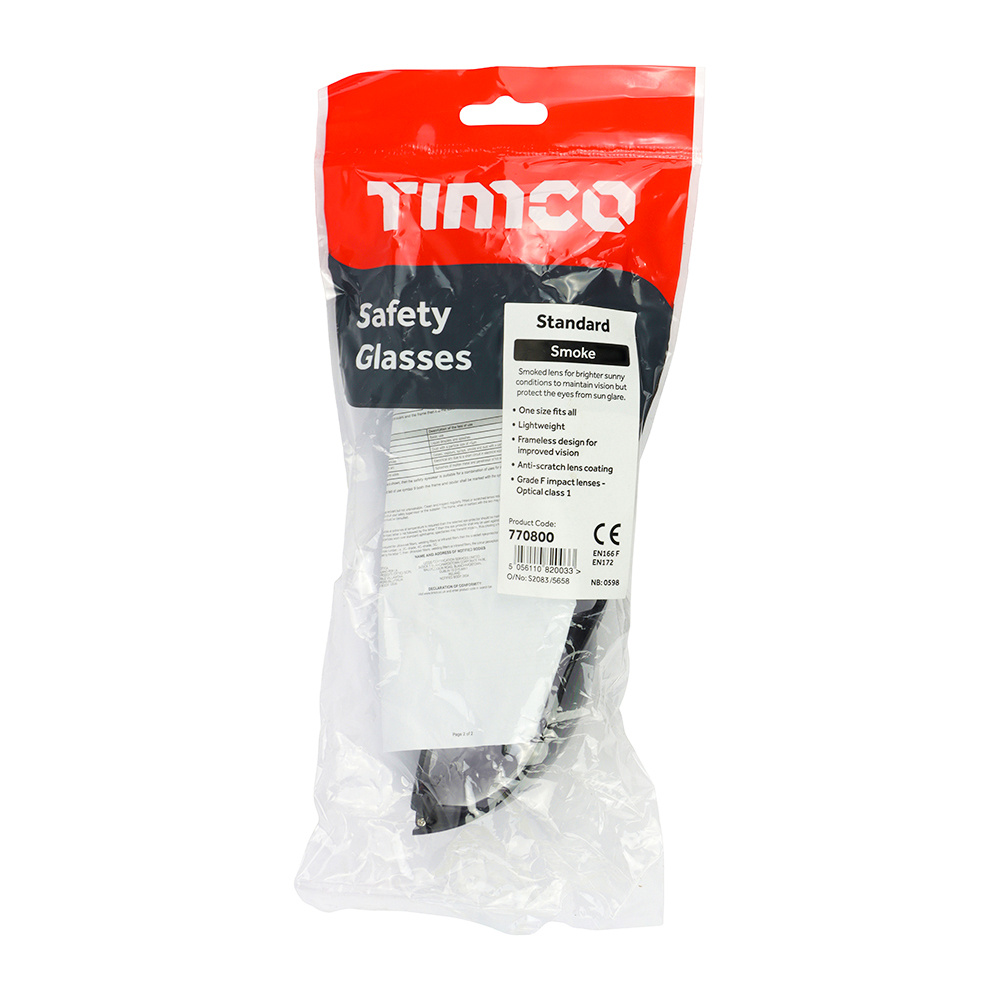 Timco - Standard Safety Glasses - Smoke (Size One Size - 1 Each)