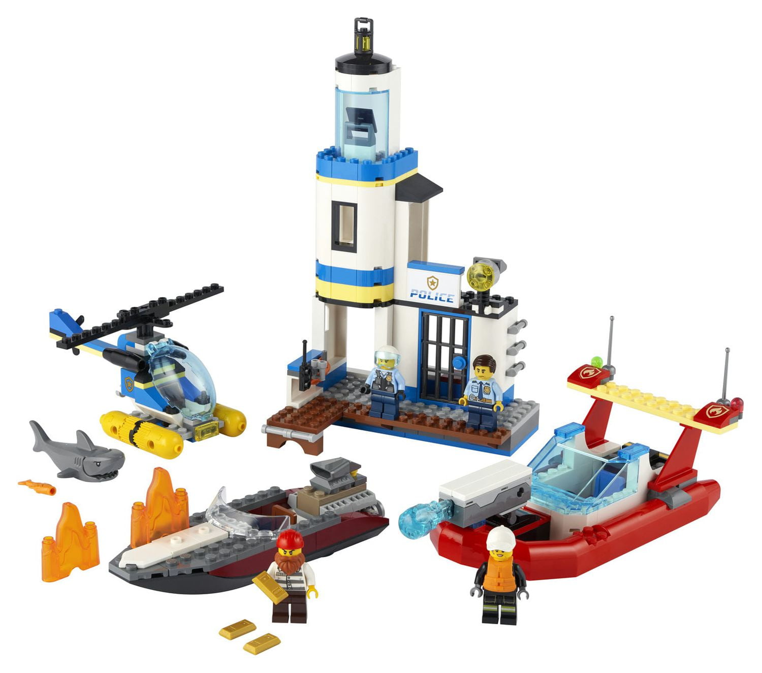 LEGO City 60308 Seaside Police and Fire Mission 297 Piece Building Kit