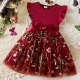 thumbnail image 2 of Suilloe Toddler Girls Dresses Fly Sleeve Floral Embroidered Mesh Splicing Tutu Dress Kids Girls Spring Summer Birthday Party Princess Dresses6 -12 Months, 2 of 8